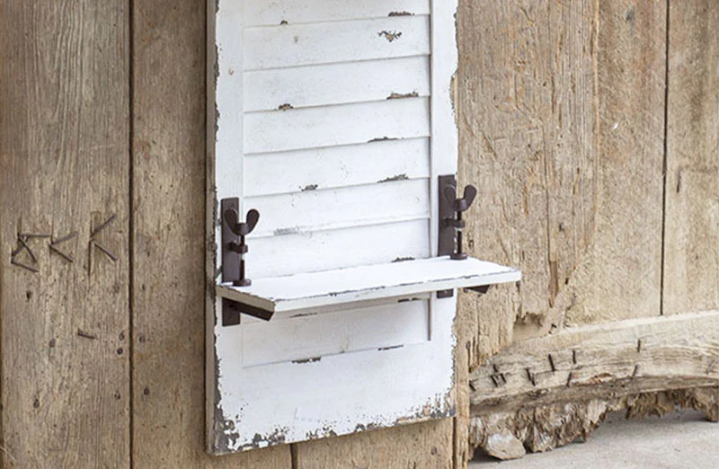 White Distressed Shutter Shelf