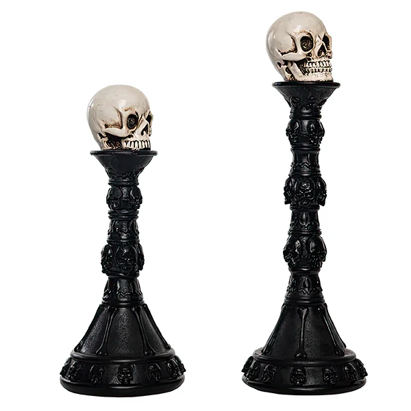 Light Up Skull Pedestals, Set of 2