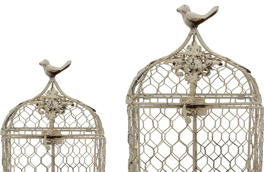 Set 2 Cream Rustic Birdcage