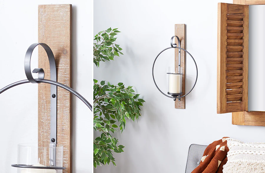 LARGE Wood and Metal Wall Sconce, Pick Your Size