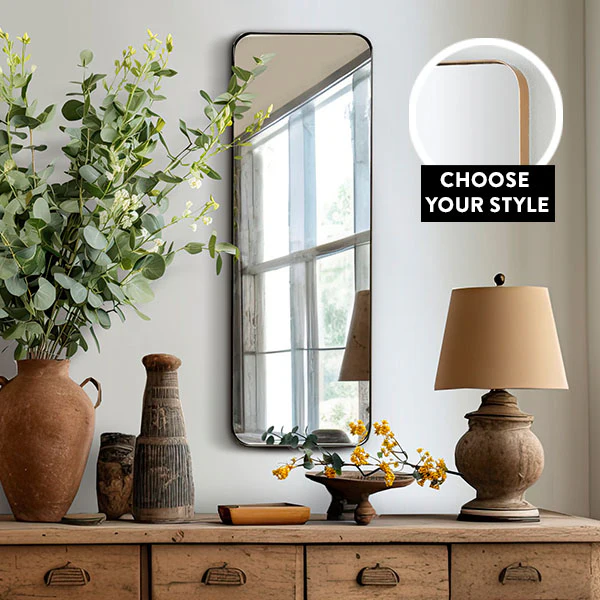 Elongated Modern Farmhouse Wall Mirror, Choose Your Color
