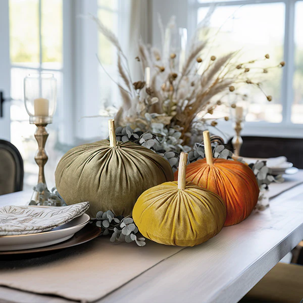 Velvet Pumpkins, Set of 3 | Autumn Glow