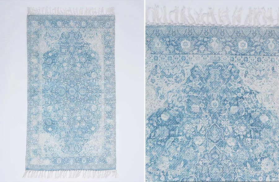 Vintage Pattern Blue Accent Rug, Pick Your Style