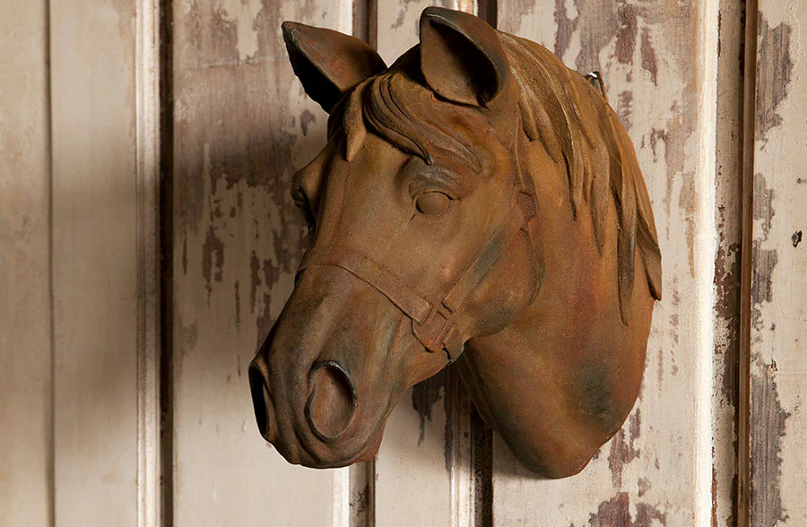 Large Estate Stone Horse Head