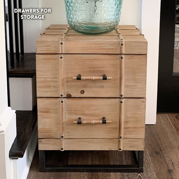 Wooden Storage Cabinet | Rustic Double Drawer