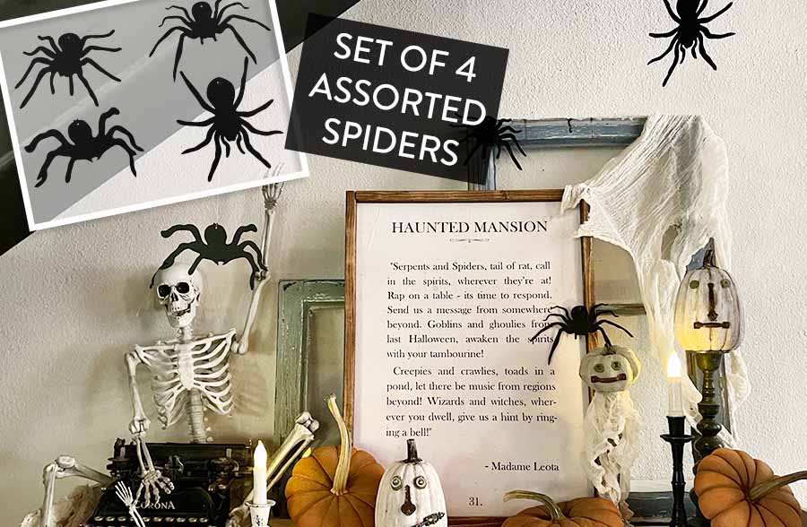Creepy Crawly Metal Spider Silhouettes, Set of 4