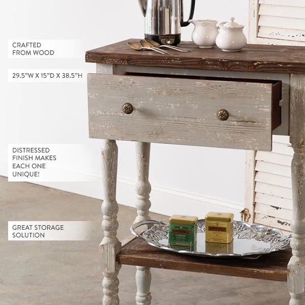 Antiqued Finish Wooden High Table