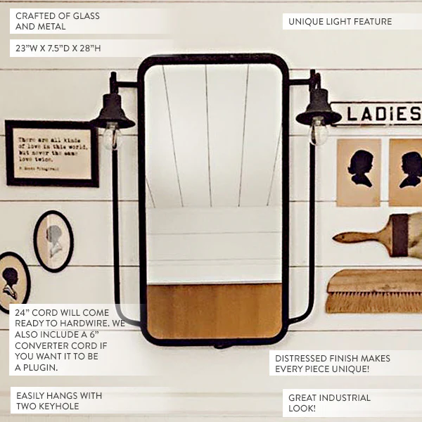 Wall Mirror with Hanging Lamps