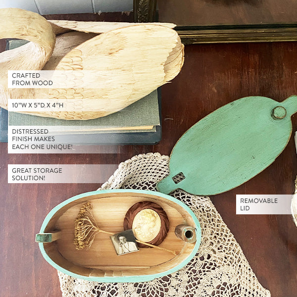 Green Folk Art Bentwood Box