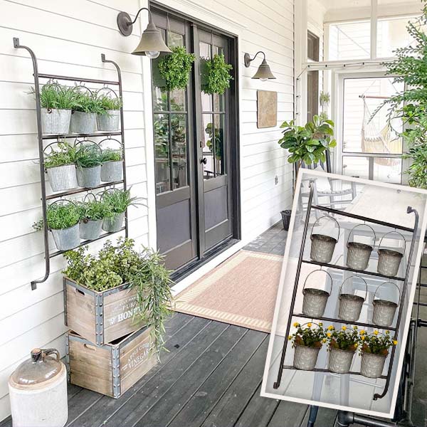 Natural Metal Wall Planter with Buckets