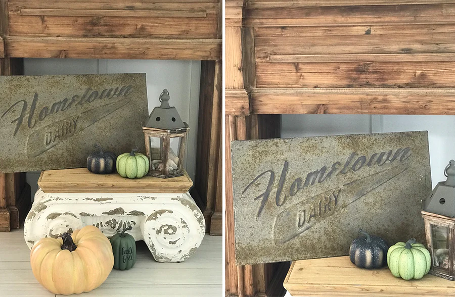 *HUUUGE* Antiqued Metal Hometown Dairy Sign