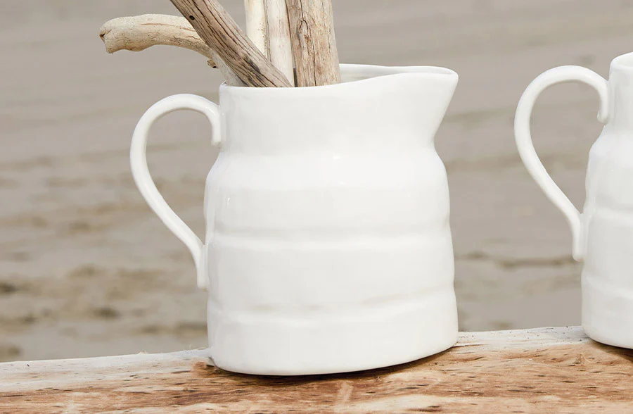White Vintage Stoneware Pitcher