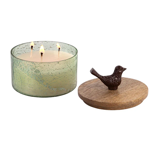 3 Wick Candle With Bird Lid, Choose Your Color