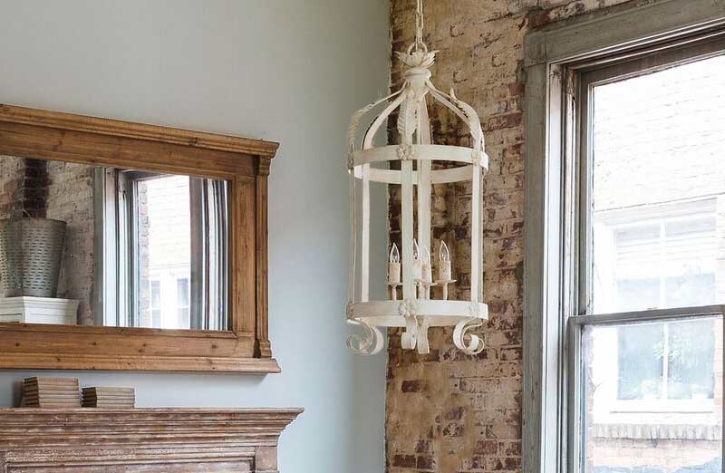 White Distressed Lantern Chandelier