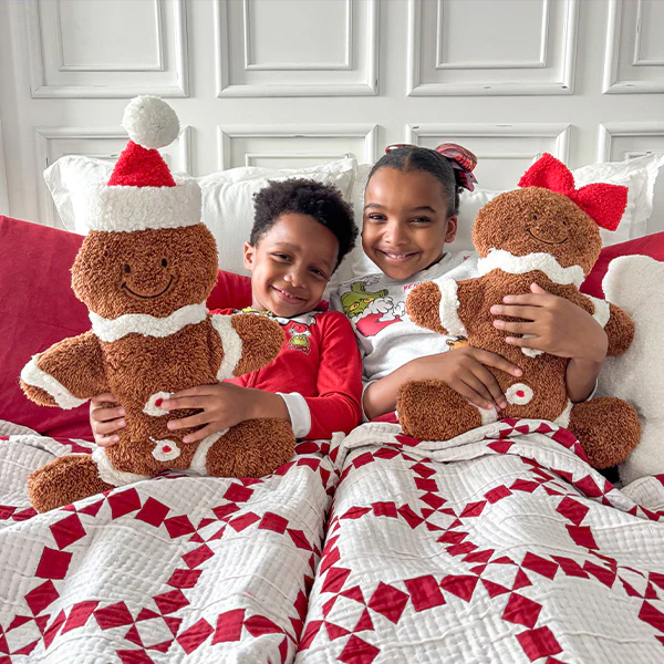 Boy and Girl Gingerbread Christmas Pillows, Set of 2