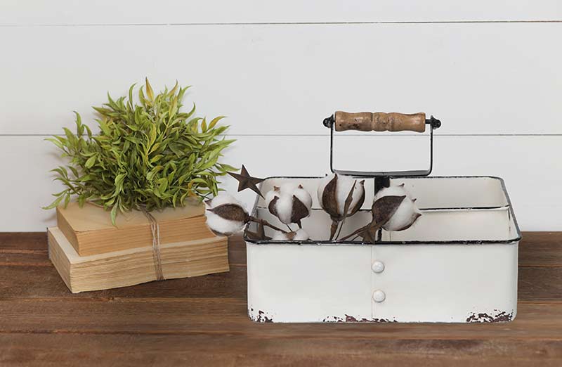 Enamel 4-Section Caddy With Handle