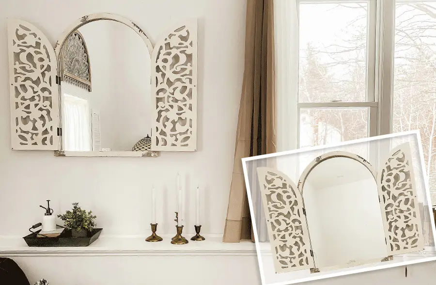 Ornate Distressed Wall Mirror