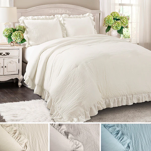 Spring Refresh Ruffled Edge Comforter Set, Choose Your Style/Size