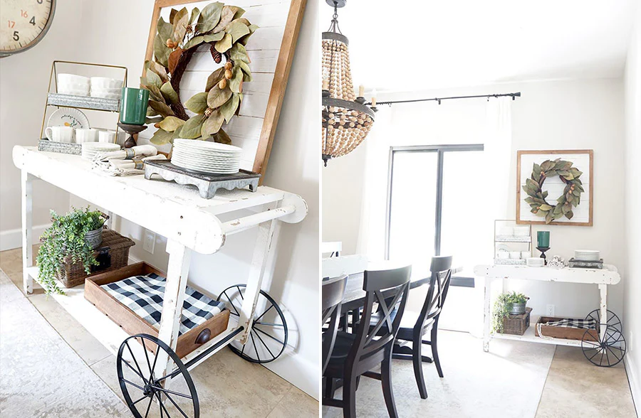Vintage Inspired Farmers Market Table With Wheels