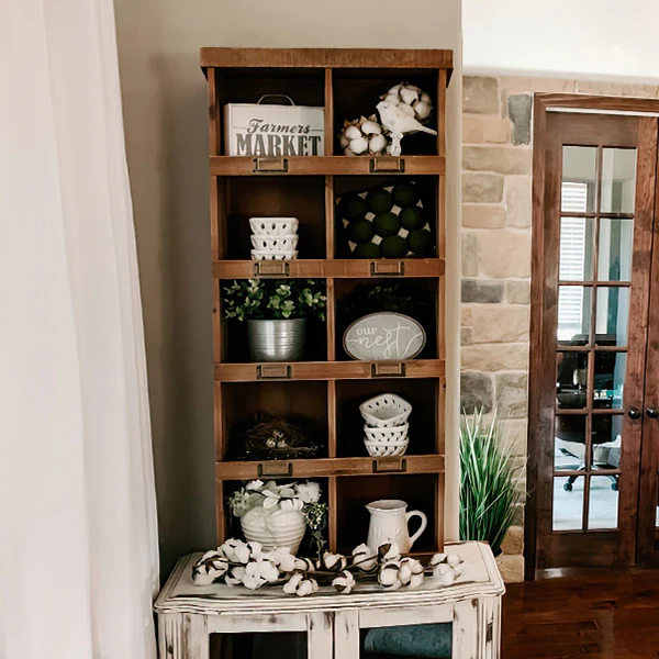 Distressed Wooden Wall Shelf Organizer