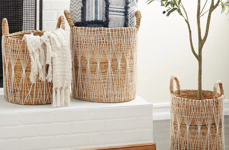 Brown Banana Leaf Storage Basket, Set of 3