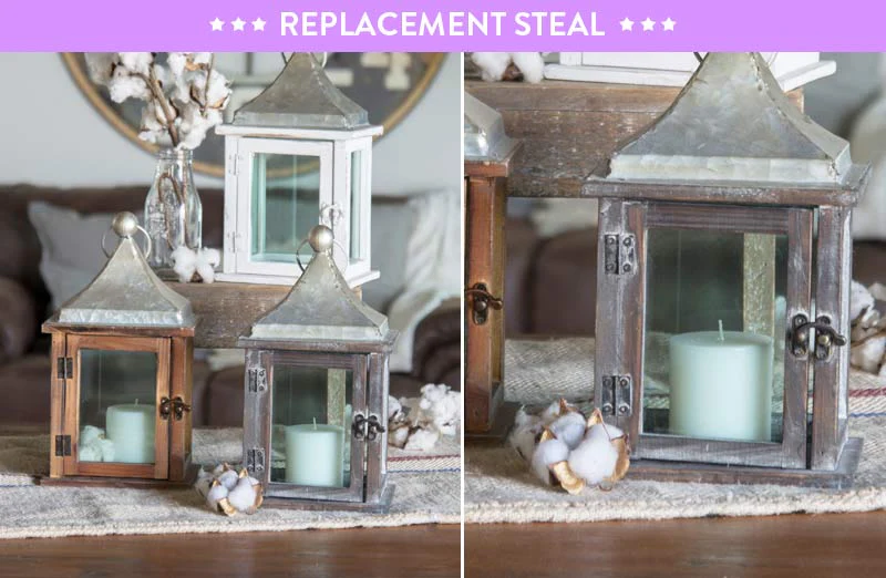 Hanging Wood and Metal Lanterns  Set of 3