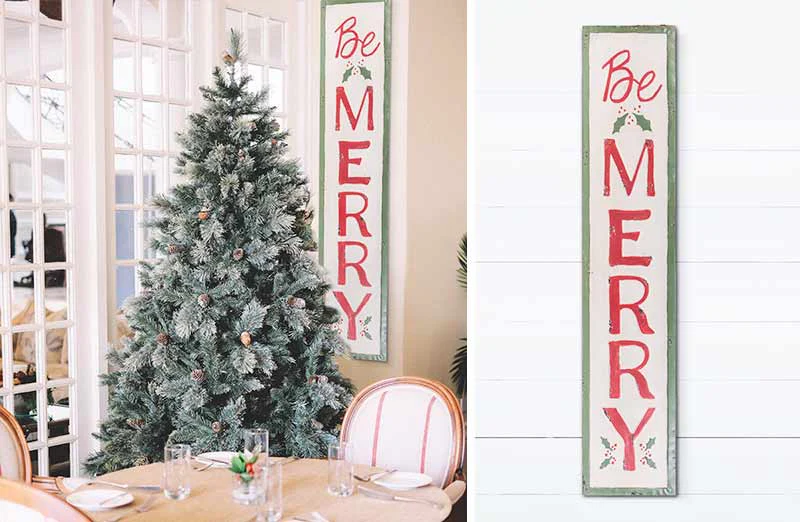 HUGE Vintage Inspired Be Merry Sign Holiday Sign