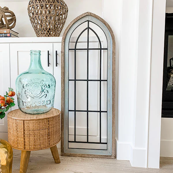 Distressed Wooden Frame Cathedral Window