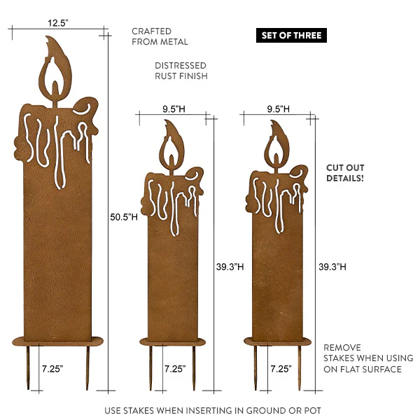 Oversized Textured Metal Candles, Set of 3