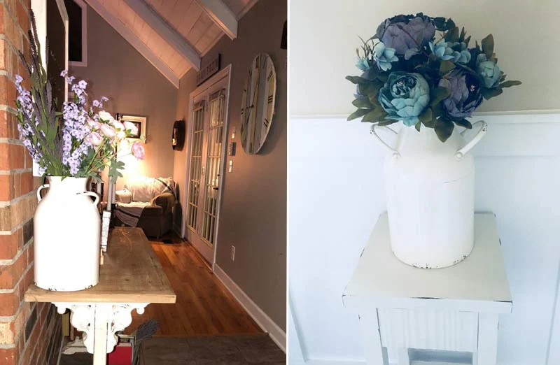 Chippy White Enamel Milk Can