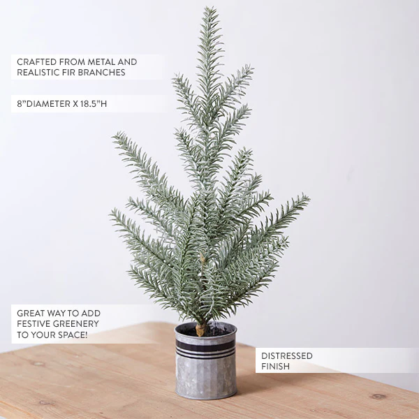 Faux Fir Tree with Galvanized Pot