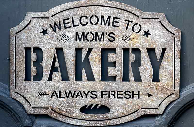Engraved Mom's Bakery Sign