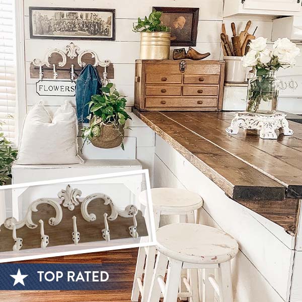 French Farmhouse Scalloped Wooden Wall Hook