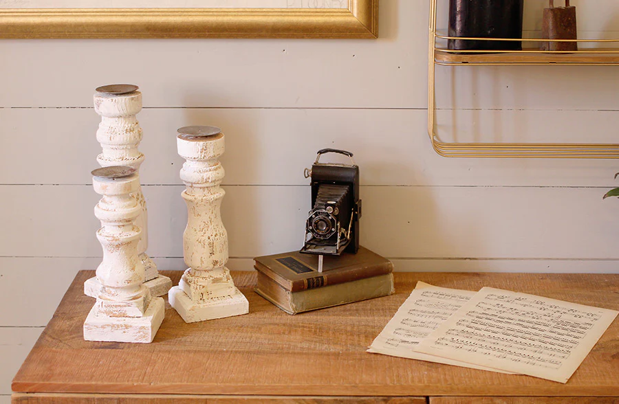 Handmade Wooden Candle Sticks, Set of 3