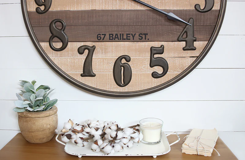 *HUUUGE* Wood Clock With Metal Numbers