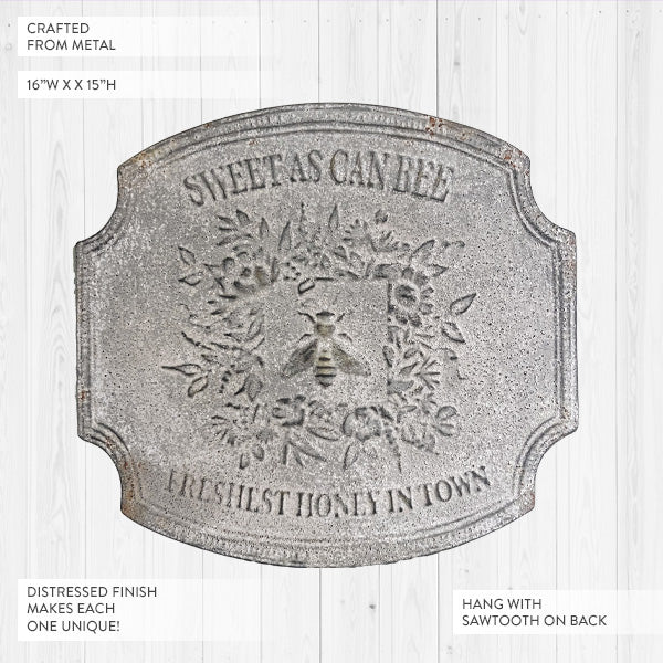 Sweet As Can Bee Metal Farmhouse Sign