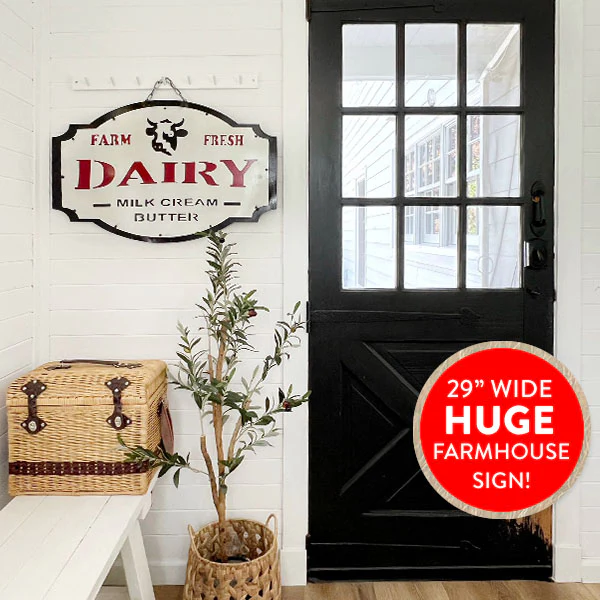 Scalloped Edge Metal Dairy Sign