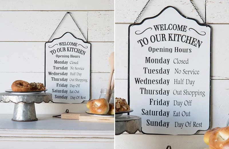 Welcome To Our Kitchen Enamel Sign