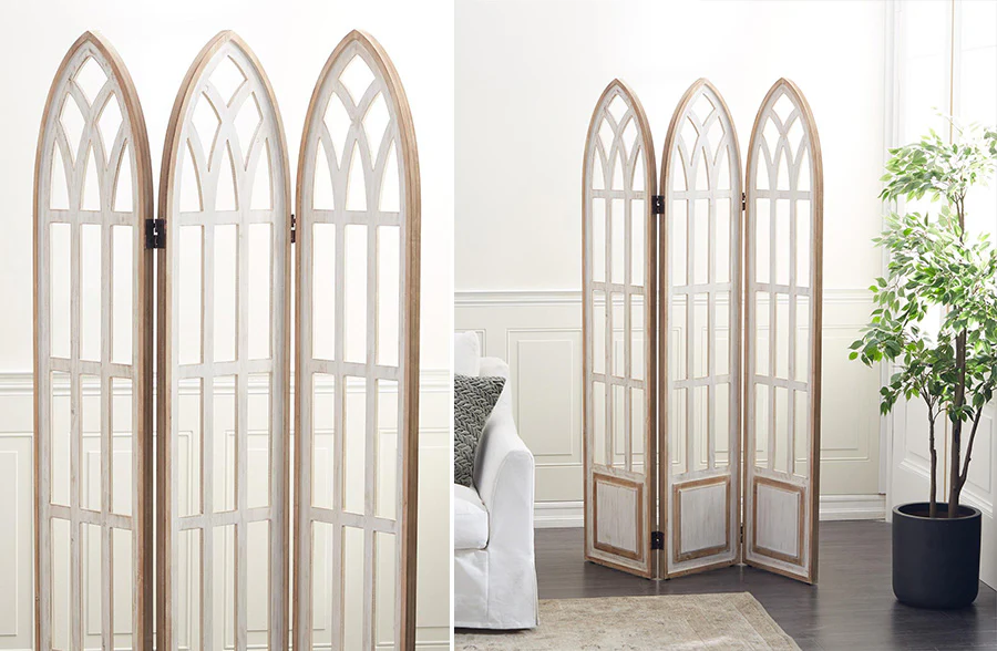 Farmhouse Window 3-Panel Room Divider Screen