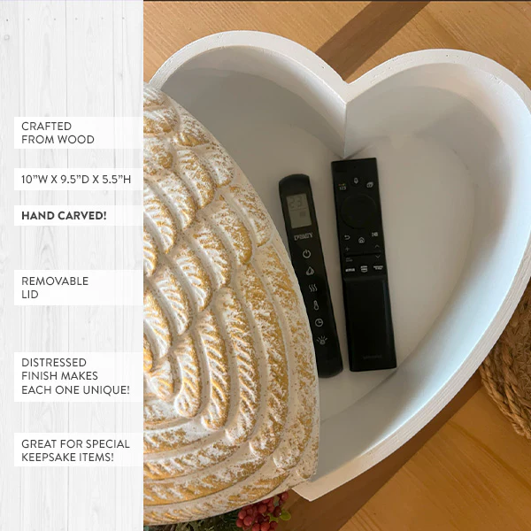 Hand Carved Angel Wings Keepsake Box