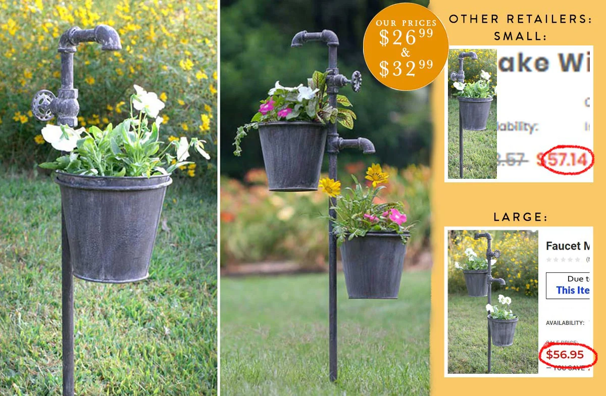 Vintage Water Spigot With Pails, Pick Your Style