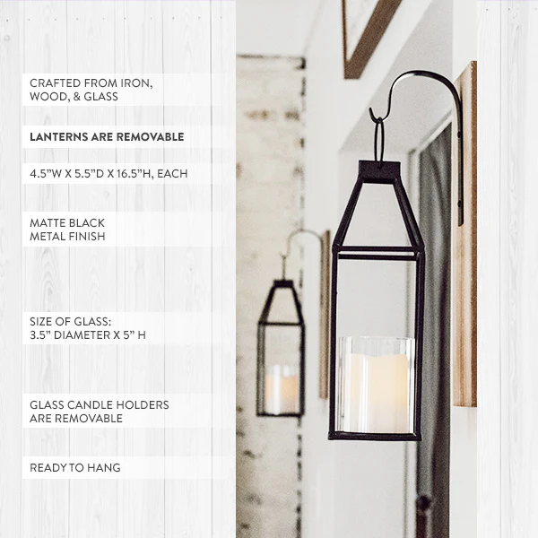 Modern Farmhouse Removable Lantern Sconce, Set of 2