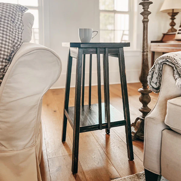 Two Tier Wood Side Table Plant Stand