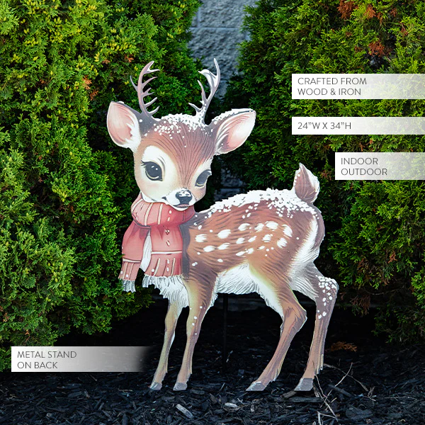 34 Inch Tall Vintage-Inspired Indoor/Outdoor Bambi Cutout | Santa’s Family Collection