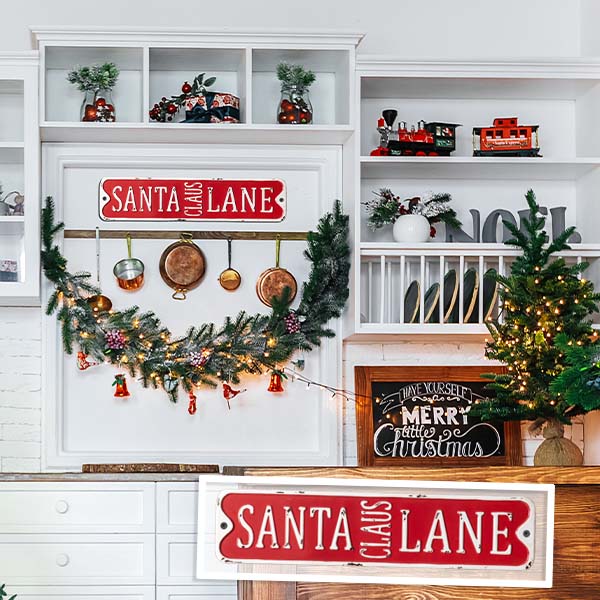 Santa Claus Lane Vintage Metal Street Sign