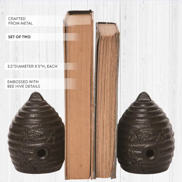 Black Beehive Decorative Bookends Set