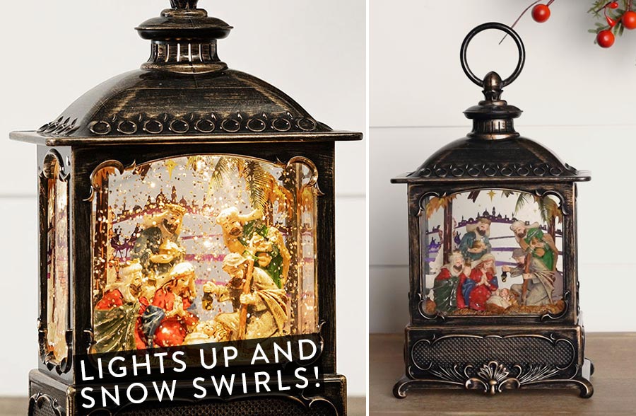 Nativity Scene Snow Globe Lantern