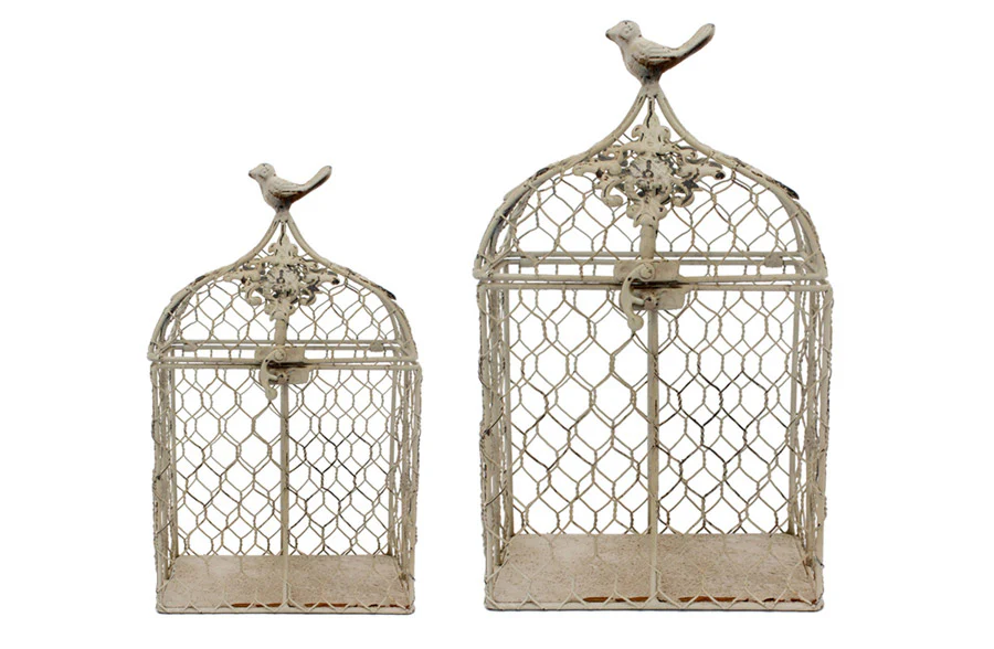 Set 2 Cream Rustic Birdcage