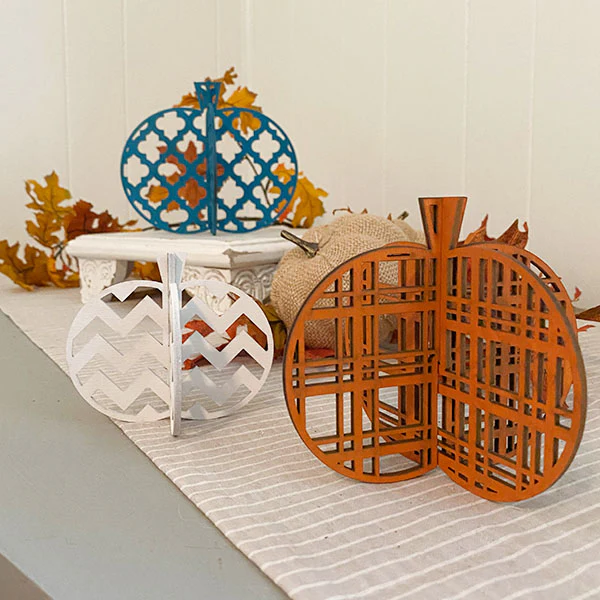 Laser Cut 3D Pumpkins, Set of 3