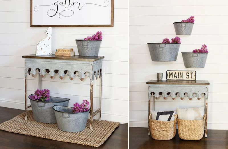 Galvanized Half Bucket Wall Planters